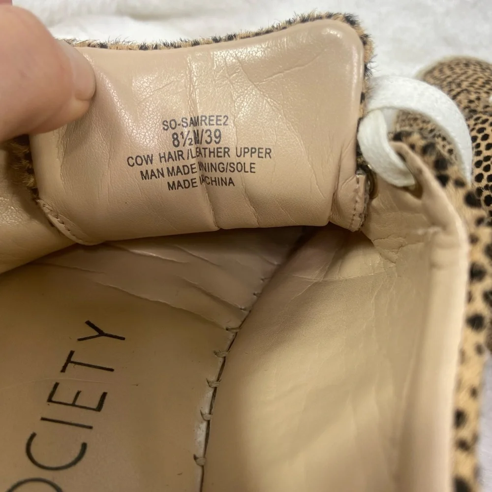 Sole Society Natural Samree 2 Espadrille Sneaker Cheetah Print Lace Up Size 8.5M